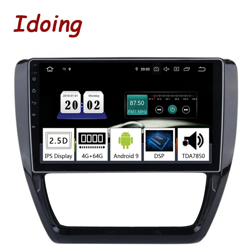 Idoing " 2.5D PX5 автомобильный Android 9,0 Радио мультимедийный плеер для Volkswagen/VWJetta Восьмиядерный 4G+ 64G gps навигация TDA 7850