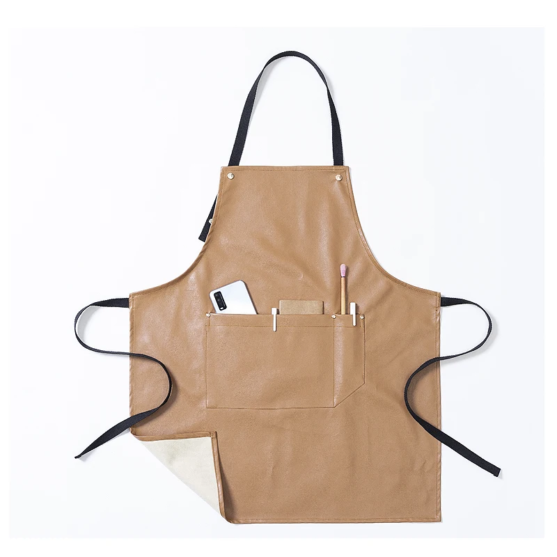 

Фартук для мужчин и женщин в скандинавском стиле с лямкой на шее из искусственной кожи водонепроницаемое и маслостойкое рабочее домашнее платье