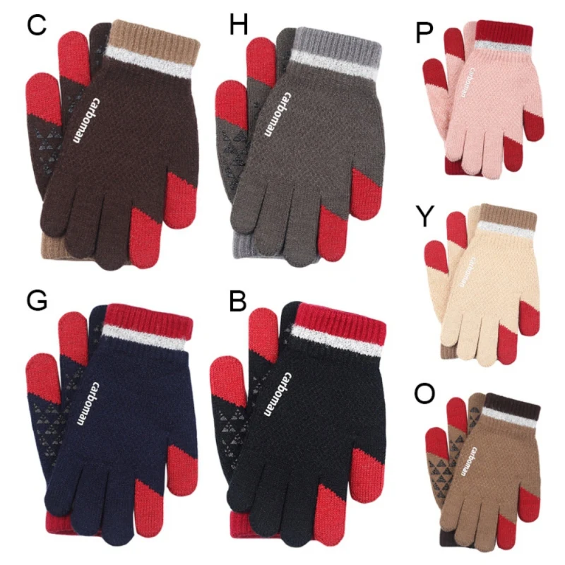 

Men Women Winter Knitted Plush Lining Gloves Touch Screen Thicken Warm Mitten Anti-slip Outdoor Sports Gloves