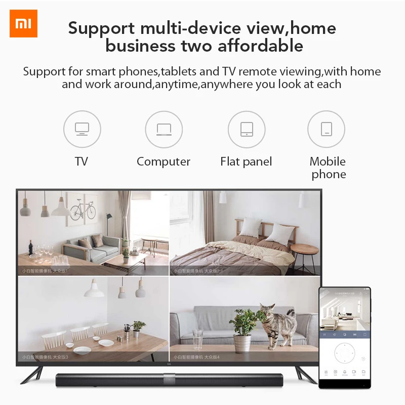 Xiaomi Mijia xiaobay умная камера популярная версия 720P HD беспроводная Wifi инфракрасная камера ночного видения 100,4 градусов IP домашняя камера CCTV
