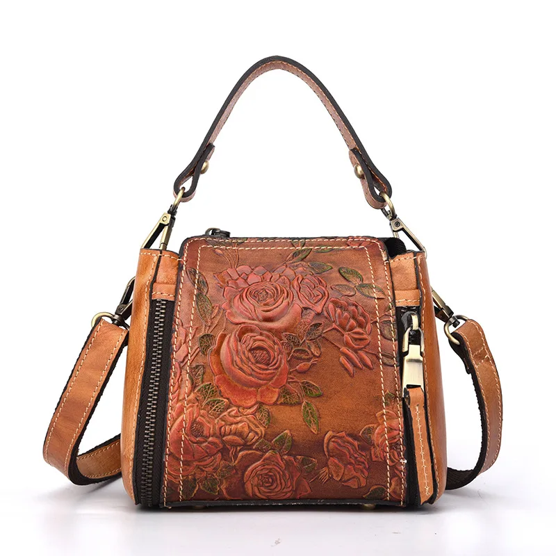 

Embossed Flower Ladies Crossbody Real Designer Tote Women Bag Handbag Leather Bags