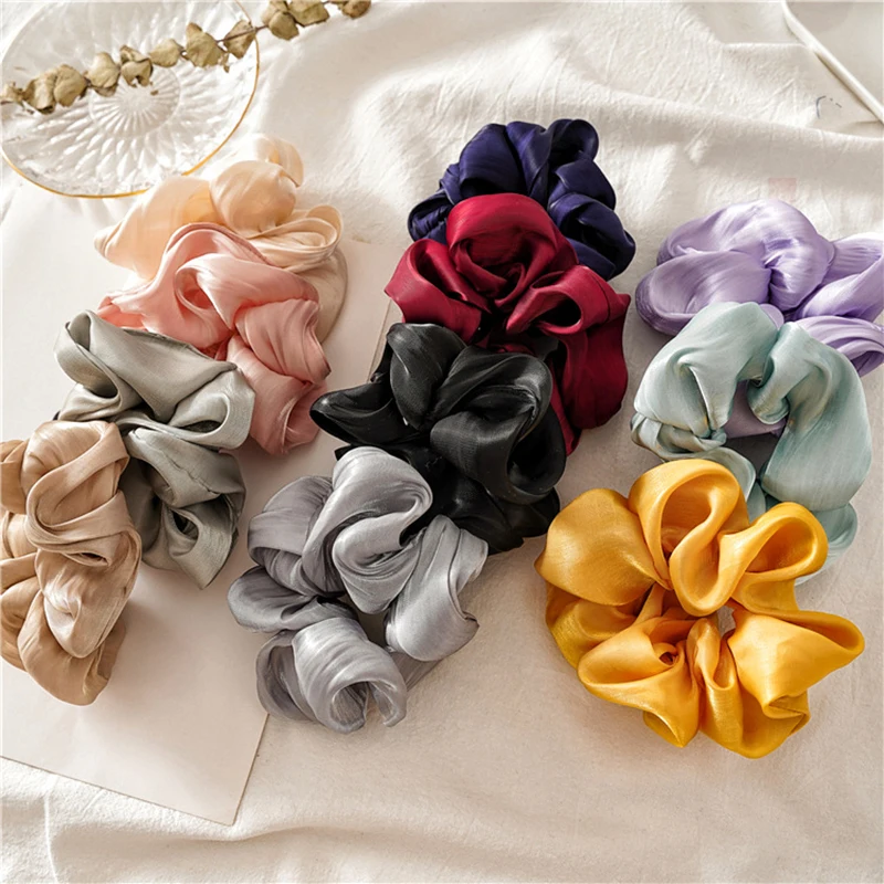 

1PC Polyester Solid Color Scrunchies Elastic Hair Bands 2021 New Women Girls Hair Accessories Ponytail Holder Hair Ties Rope