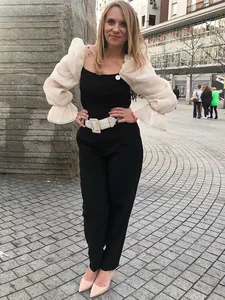 Женская блузка с квадратным вырезом, винтажная Элегантная короткая блузка из сетчатой ткани, с длинным Расклешенным рукавом, 2020