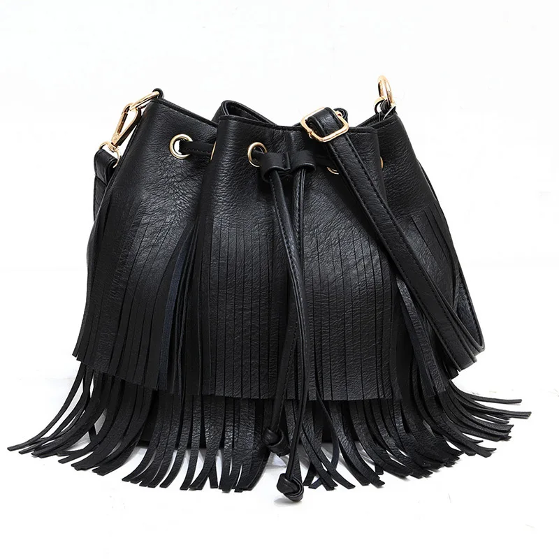 

Сумка-мешок женская с кисточками, модный винтажный мессенджер в стиле ретро, простой саквояж на плечо, тоут кросс-боди