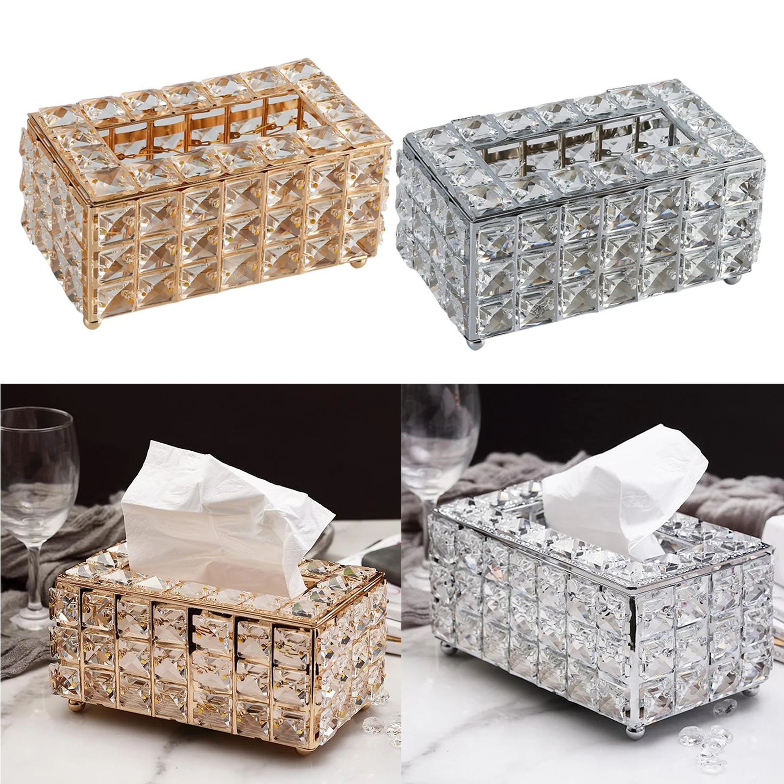 

Luxury Facial Tissue Box Covers Rectangle Napkin Paper Holder Dispenser Organizer Home Office Car Decoration