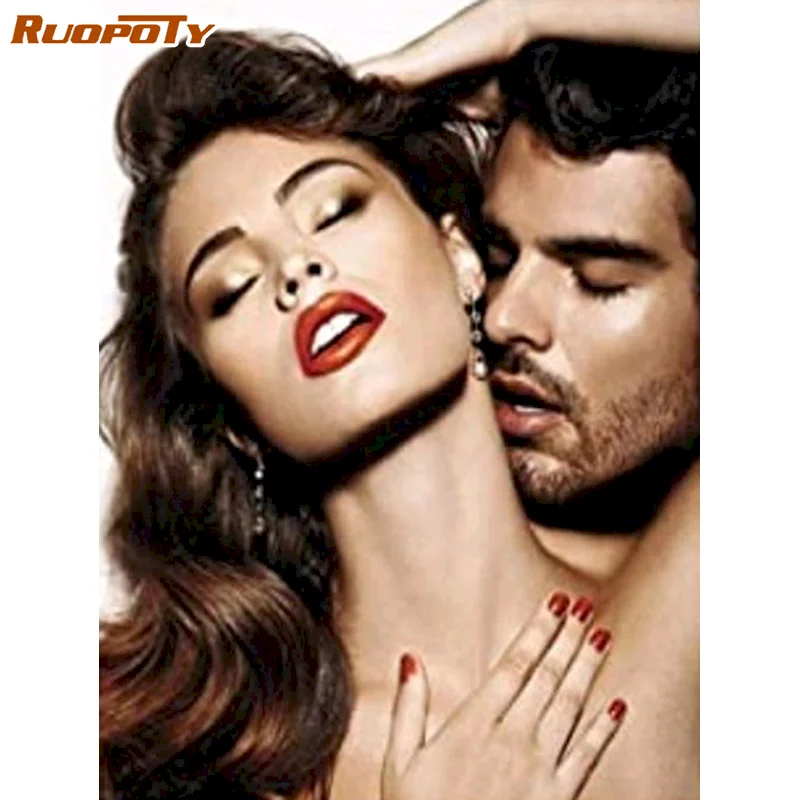 

RUOPOTY 5D DIY Diamond Mosaic Portrait Cross stitch Diamond Embroidery Couples Art Painting Picture Rhinestones Home decor