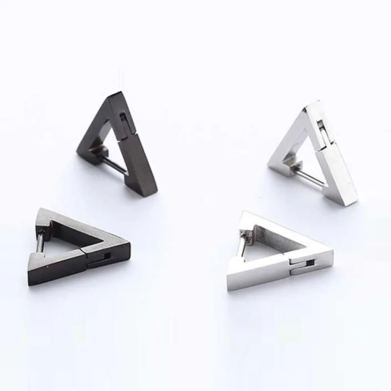 

1PC Fashion Simple Geometric Triangle Unisex Punk Rock Stainless Steel Men Women Ear Stud Earring Pierced Push-Back Stud Earring
