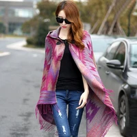 winter ladies warm hooded wrap poncho wool scarves lush cape mantle ponchos and capes outwear tippet