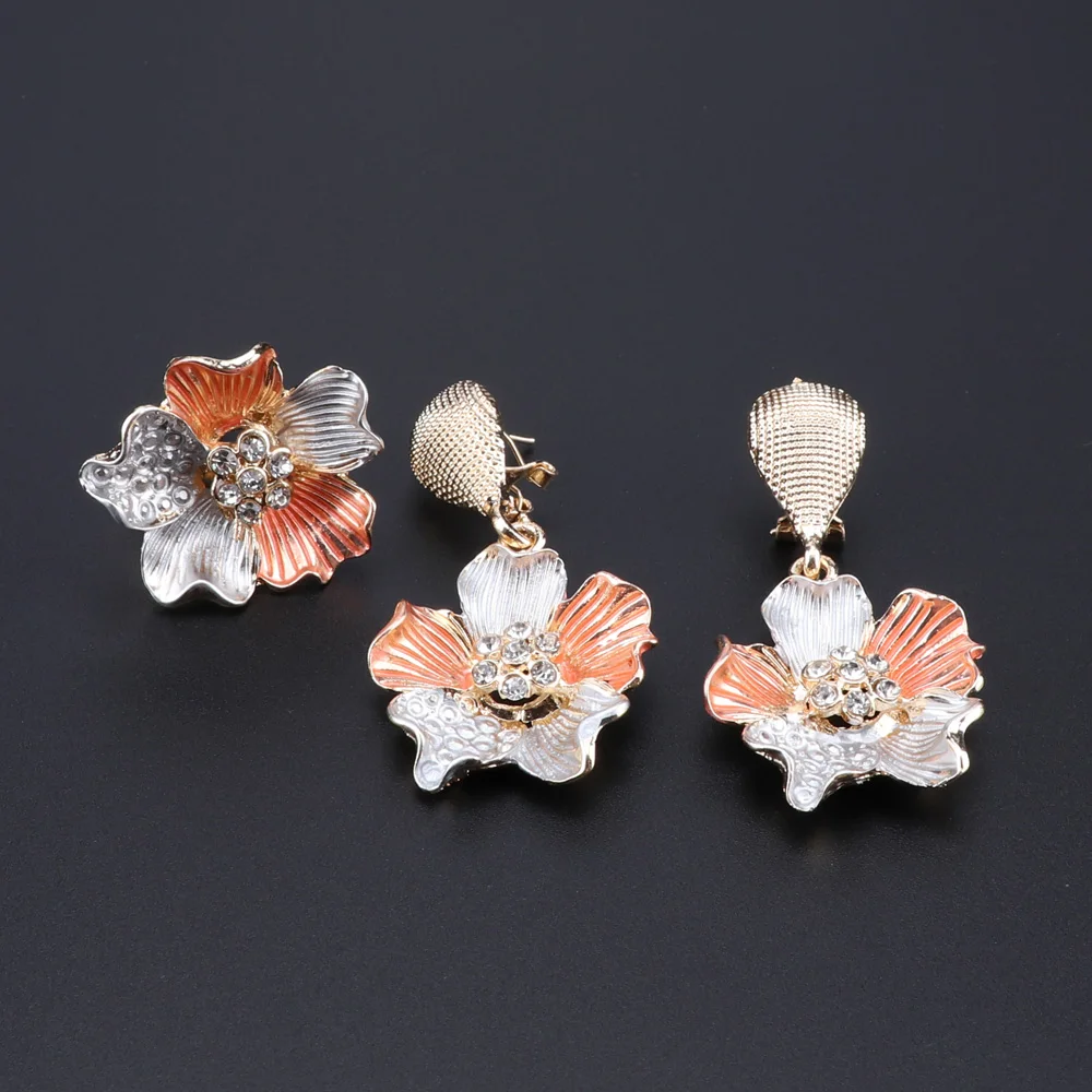 Изысканные Ювелирные наборы из Дубая золотого цвета женские индийские