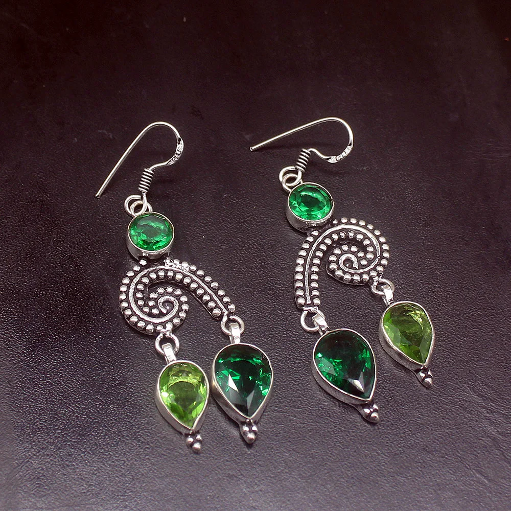 

Gemstonefactory Big Promotion 925 Silver Green Topaz Peridot Sparkle Women Ladies Gifts Dangle Drop Earrings 20211988