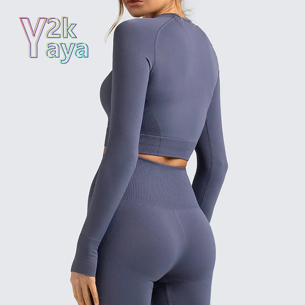 

Y2kYaya Global Free Shipping Sports Yoga Suit Sexy Tracksuit Women yoga Pants Winter warm running fitness training base coat