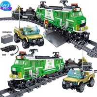 890pcs science technology series rail transit train carrying equipment truck childrens educational assembled building block