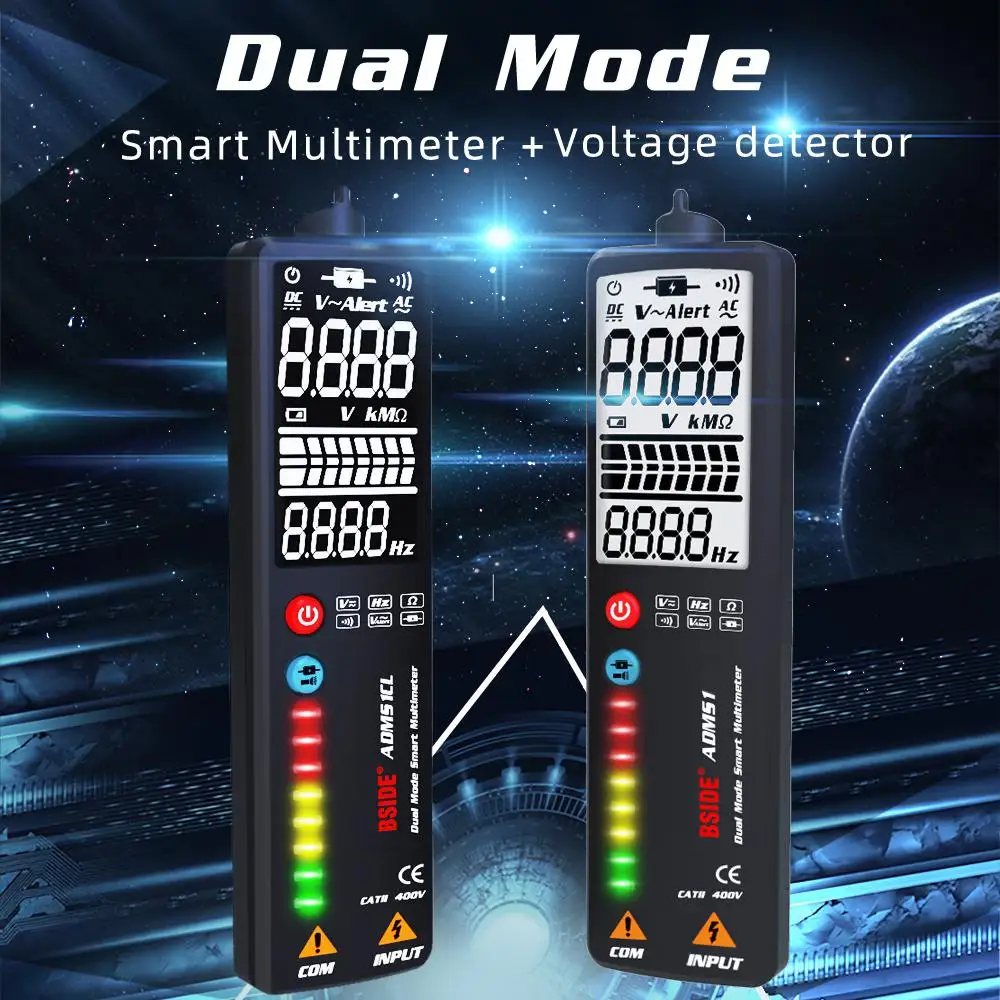

Kuulee 3-in-1 Digital Multimeter Voltage Detector Tester BSIDE ADMS1 Multimetetro Voltmeter DC AC DMM Ohm Hz Continuity NCV Test