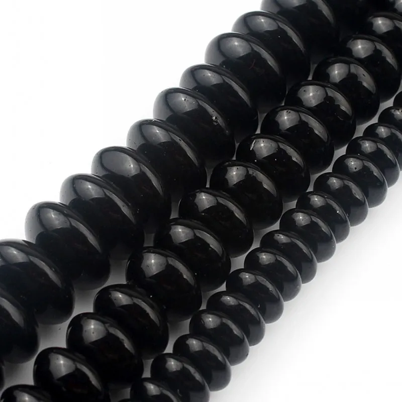 Черные кварцевые хрустальные бусины Круглые бусинки из камня Рондель черный