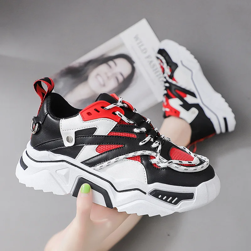 Кроссовки женские на массивной платформе Вулканизированная подошва дышащие