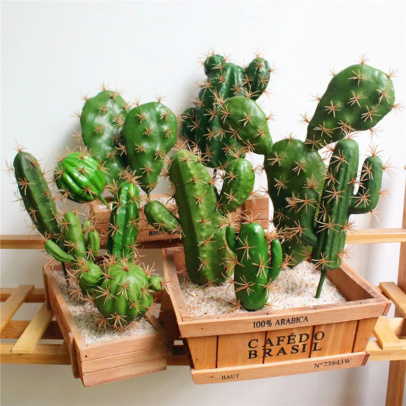 

Simulation Artificial Cactus Succulents Prickly Pear Potted Plant no Pot Eco-Friendly Simulation Home Office Desktop Decoration