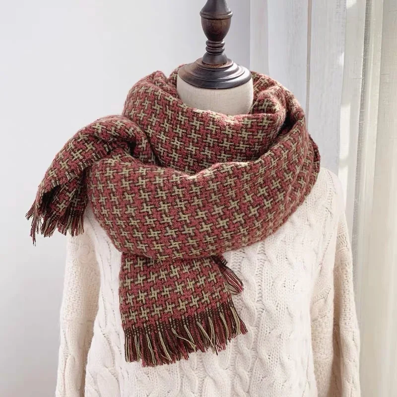 

Thicker women scarf fashion plaid cashmere scarves winter warm scarves hijabs lady pashmina foulard bandana plaid
