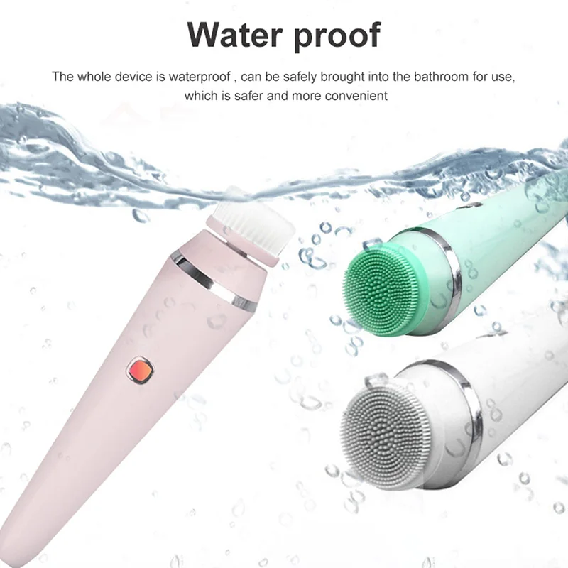 

4 IN 1 Electric Face Deep Cleansing Brush Spin Pore Cleaner Face Wash Machine Makeup Remove Waterproof Facial Massager Skin Care