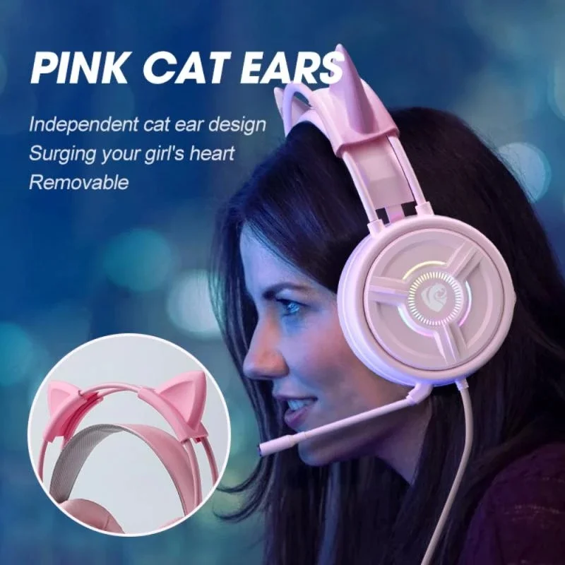 LOVEBAY Cat Ear Wired Headset Stereo Over-head Gaming Noise Cancel Headphone With High Sound Quality Omnidirectional Mic | Электроника