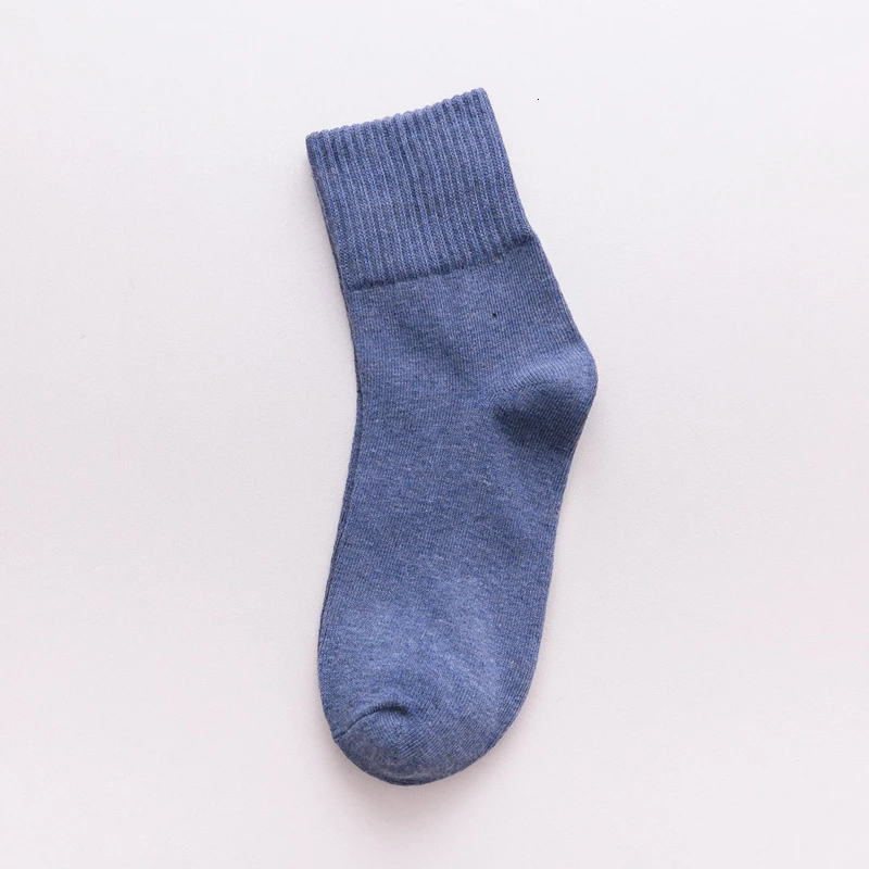 blue CHAOZHU, однотонные женские носки из хлопка, высокое качество, Осень-зима, ребристый Топ, рисовые, повседневные, цветные, мягкие женские носки - Цвет: blue