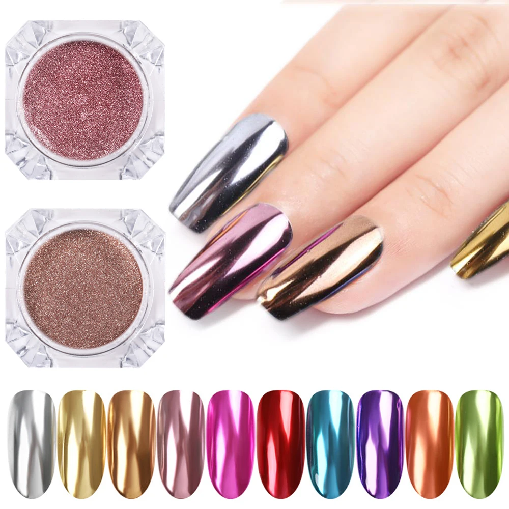 Зеркальный блестящий порошок для ногтей металлический цвет зеркальная