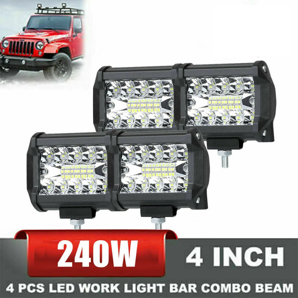 

4 шт. 4 "дюймов 12V 1200 Вт Светодиодный светильник светодиодный рабочий светильник бары Flood стручки езде по бездорожью трактор 4WD