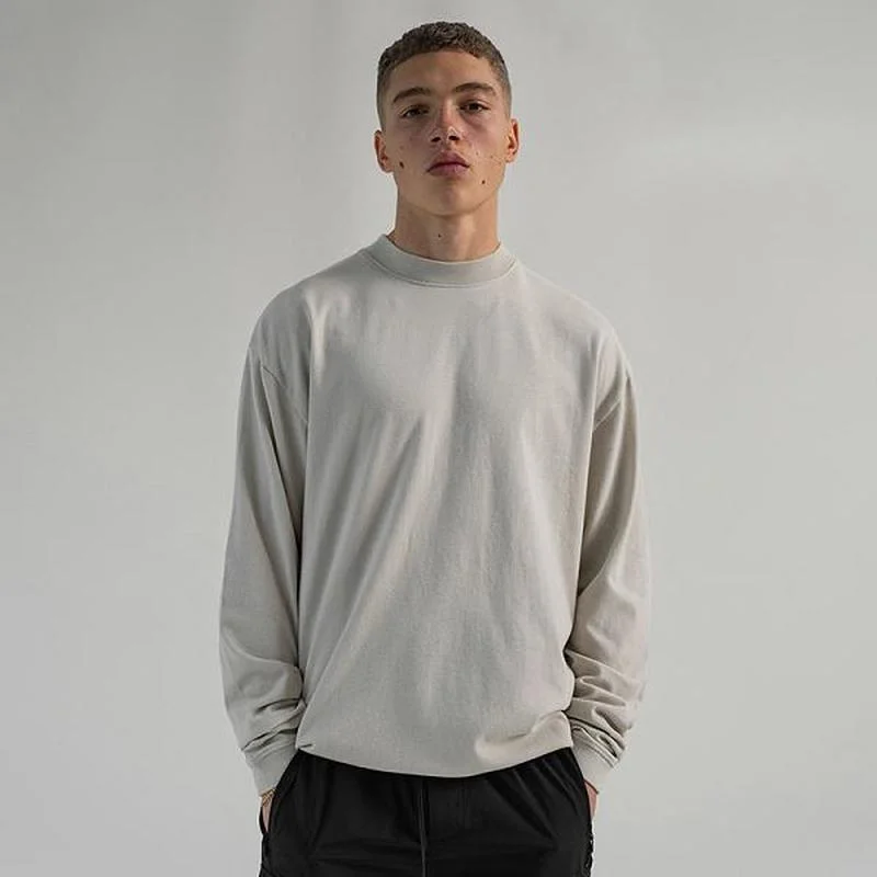 

Базовая Однотонная футболка 22SS с круглым вырезом и длинными рукавами, европейский размер, весна-осень