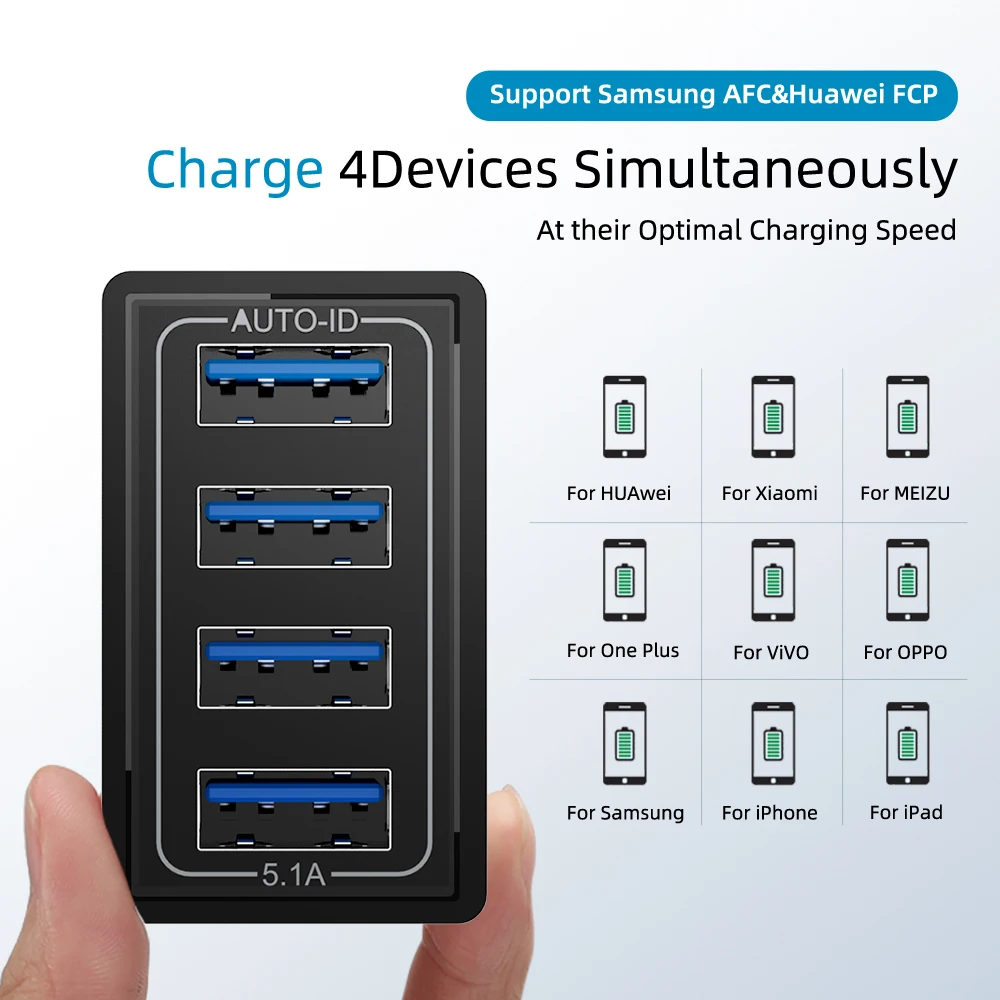 Универсальное настенное зарядное устройство с 4 USB-портами адаптер питания для