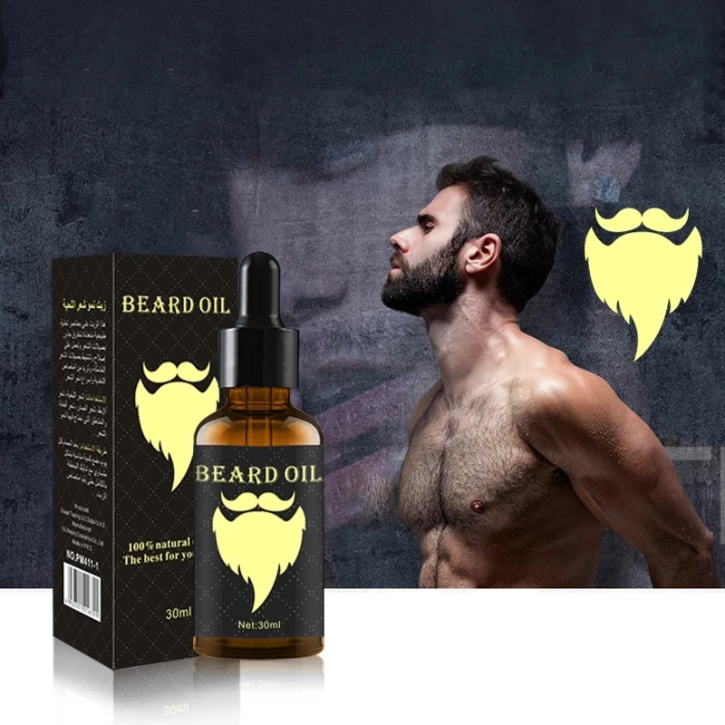 

100% Natural Accelerate Facial Hair Grow Beard Essential Oil Hair and Beard Growth Oil Men Beard Grooming Products 30ML