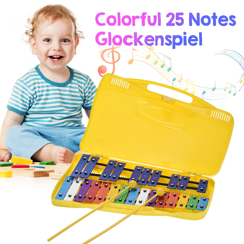 Цветной обучающий инструмент для ксилофона Glockenspiel 25 нот музыкальная игрушка