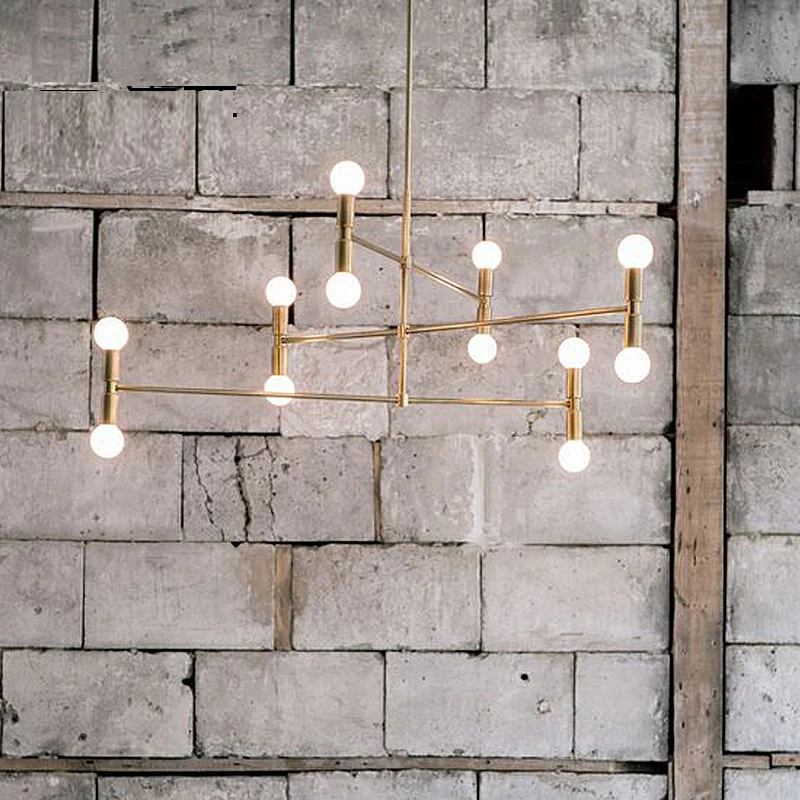 Современная линия бронзовое Золотое кулон с вращающимся элементом светильник