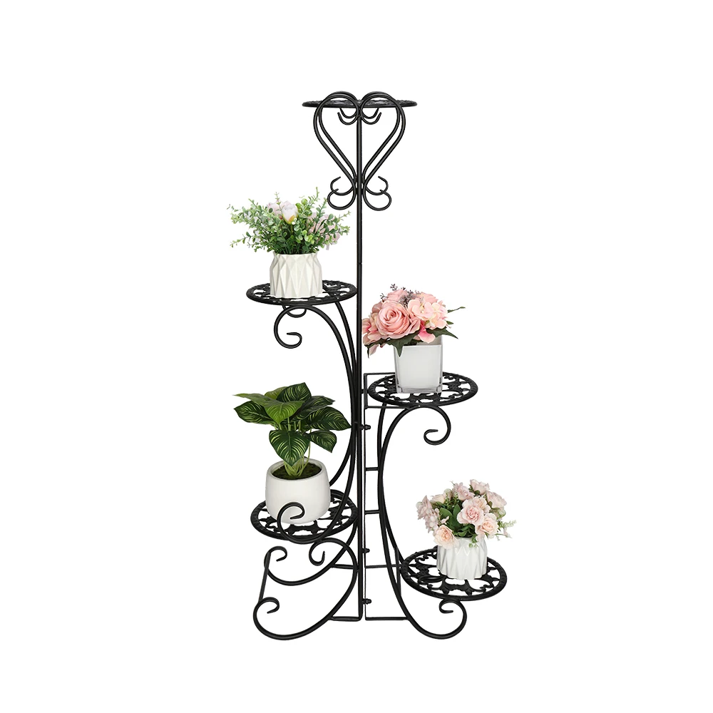 

Metal Plant Shelf 5 Tier Garden Flower Stand Pot Rack Indoor Outdoor Sturdy Construction 51x24x107.5CM Black[US-Stock]