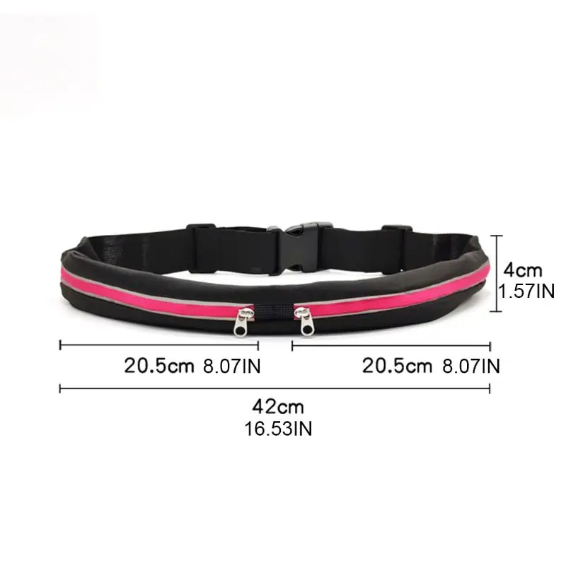 

Gym Fitness Sport Runner Waist Bum Bag Running Jogging Reflective Belt Pouch Zip Fanny Pack