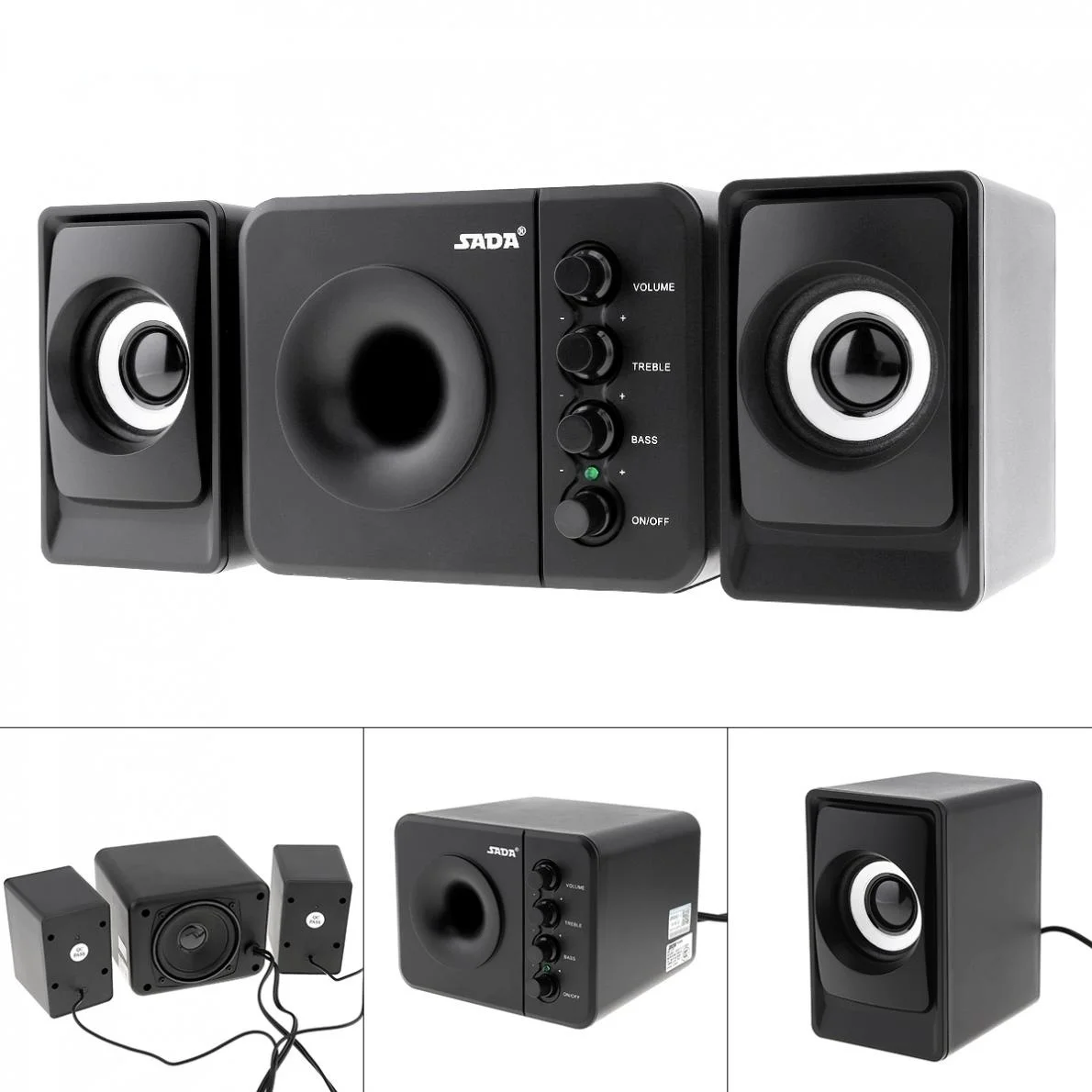 

SADA D-205 USB2.0 Subwoofer Computer Speaker with 3.5mm Audio Plug and USB Power Plug for Desktop PC Laptop MP3 Cellphone MP4