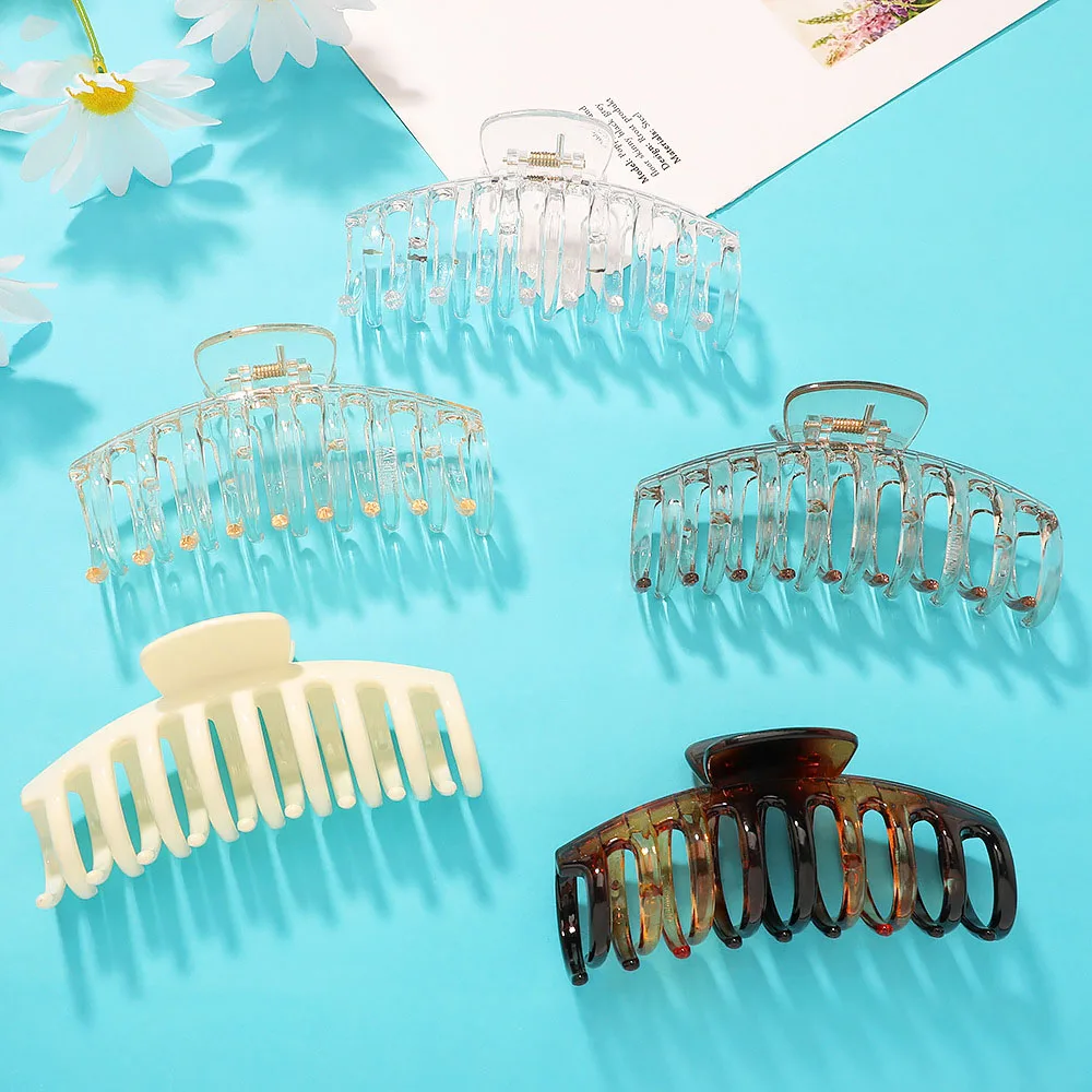 

1PC Korean Solid Large Hair Claws Elegant Plastic Hairpins Barrette Crab Hair Clips Headwear for Women Girls Hair Accessories