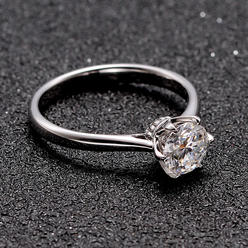 1 карат бесцветные сердца стрелы Charles Colvard Forever One Moissanite обручальные кольца Твердые