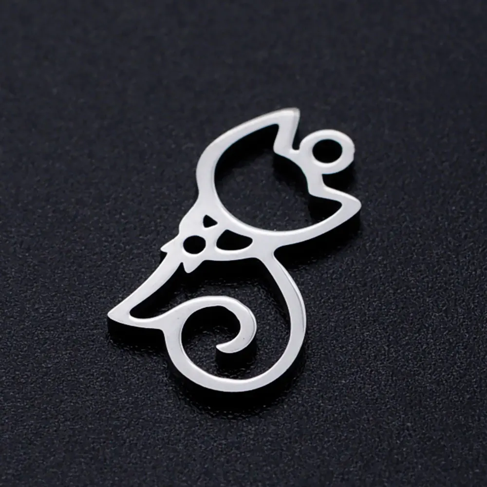 Cute Kitty Cat Stainless Steel Jewelry Pendant Charms - Pack of 5 | Wholesale | Never Rust | OEM Order Accepted | Necklace Making Supplies image 3