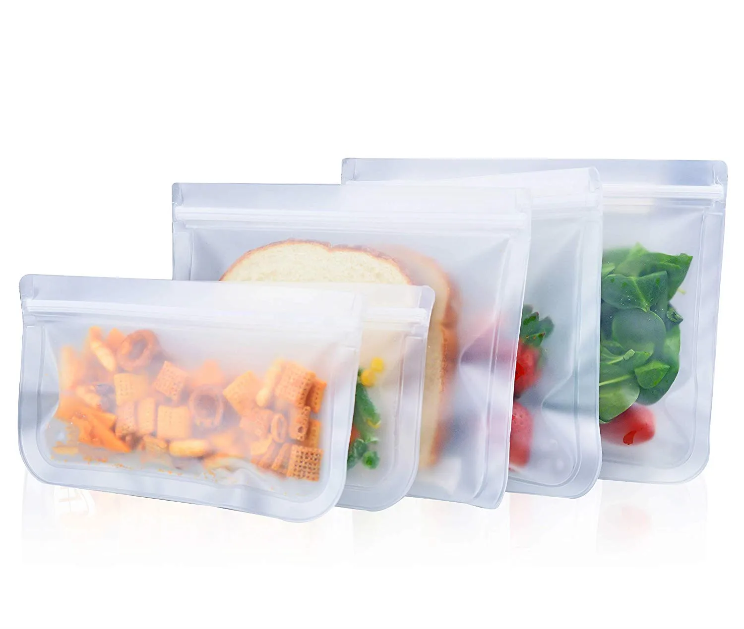

12pcs Reusable Storage PEVA Bags and BPA FREE Freezer Zip Lock Lunch PEVA Bags for Food