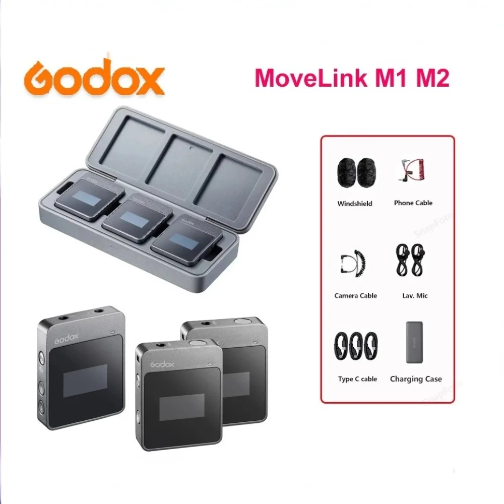 

Godox MoveLink 2.4G MoveLink M2 M1 Microphone Transmitter/ Receiver Wireless Lavalier Mic for Phone DSLR Vs Comica BoomX SYNCO