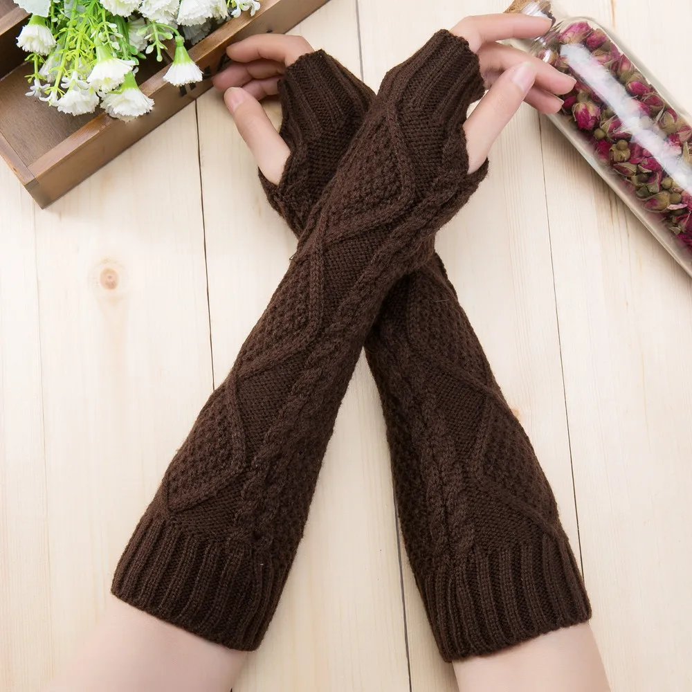 2020 осень зима новые модные унисекс полудлинные перчатки вязаные зимние без