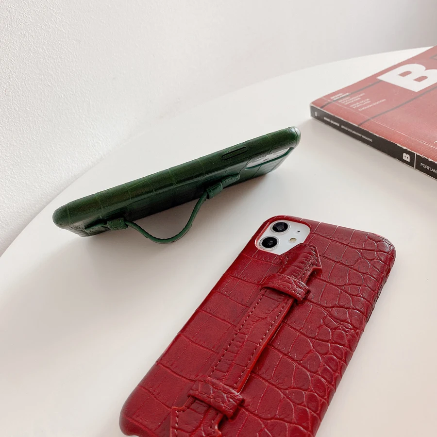 Жесткая задняя крышка с крокодиловым змеиным узором для iPhone 11 Pro Xs Max X Роскошный чехол из искусственной кожи с подставкой Чехол для телефона для iPhone 6 6s 7 8Plus Xr