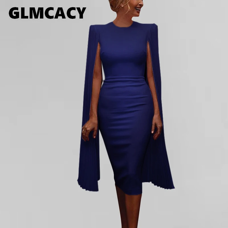 Женское платье накидка с рукавом элегантное черное рабочая одежда Осеннее