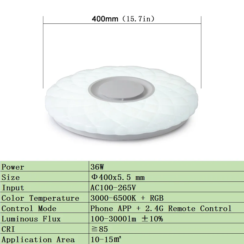 XU-36W-400mm Современные светодиодные потолочные лампы Домашний Светильник ing XU-36W 52 Вт RGB приложение Bluetooth музыкальный светильник для спальни лампы для гостиной умный потолочный светильник - Цвет корпуса: XU-36W-400mm