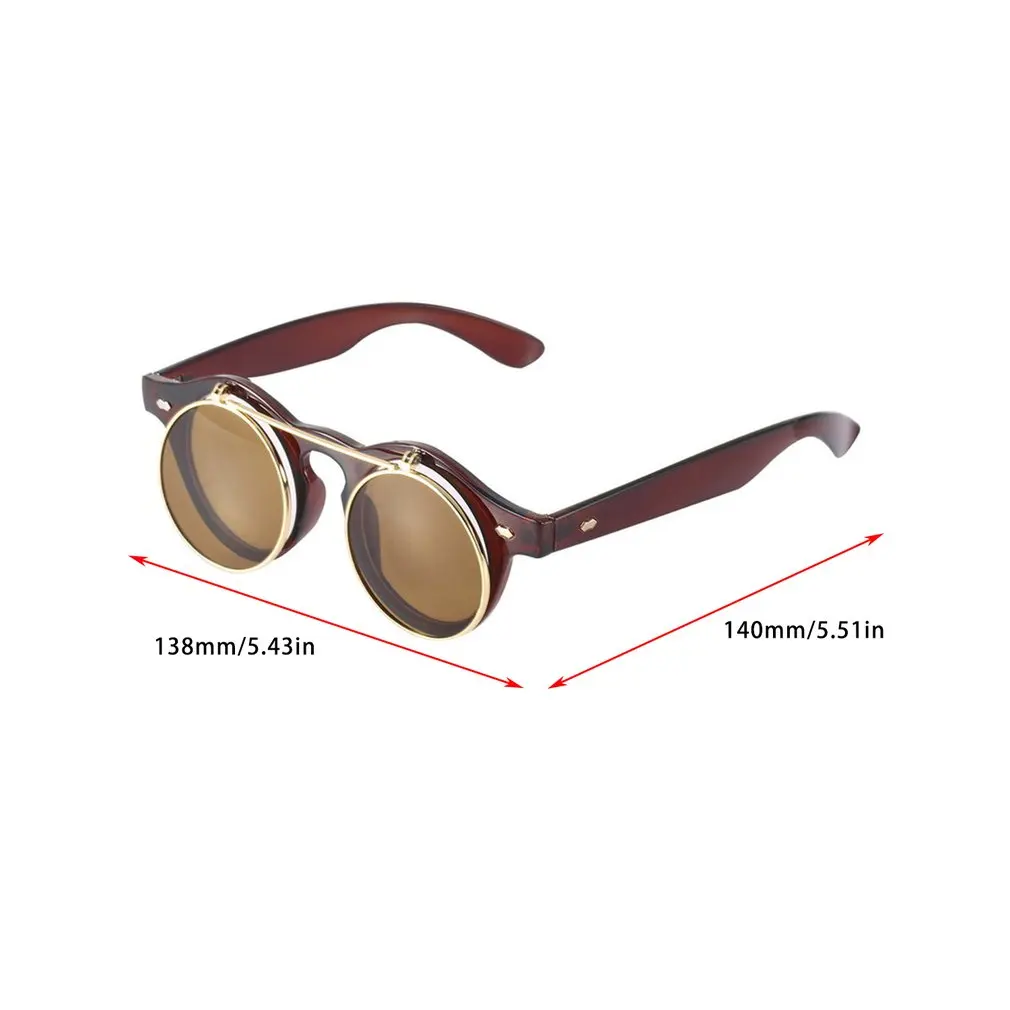 

Punk Style Round Shape Clamshell Sunglasses Resin Lens Fashion Design Round Flip Up Goggles Classic Retro Men Women Goth Glasses