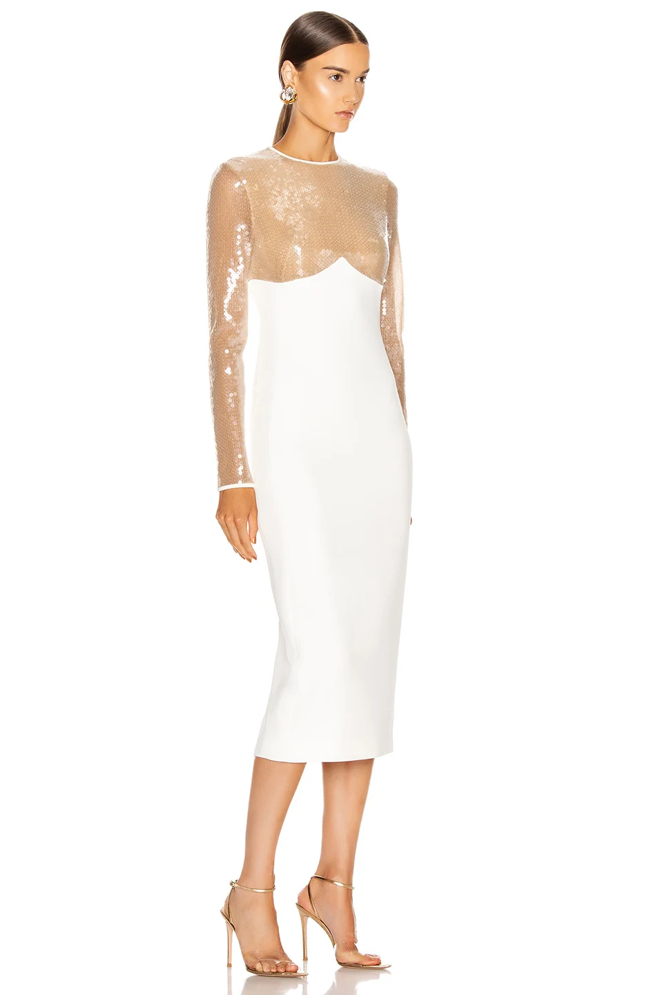 

Elegant high quality sexy women 2020 New Women multi round neck long sleeve Vestido bandage dress Celebrity wholesale