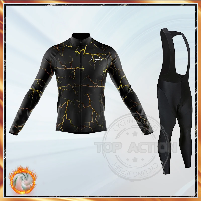 

Ralvpha Winter Fleece Cycling Jersey Set Mountian Bicycle Clothes Wear Ropa Ciclismo Thermal Fleece Bike Clothing Cycling Set