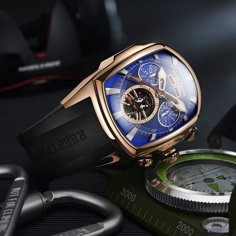 Мужские спортивные часы на запястье Reef Tiger/RT с большим циферблатом календарем и