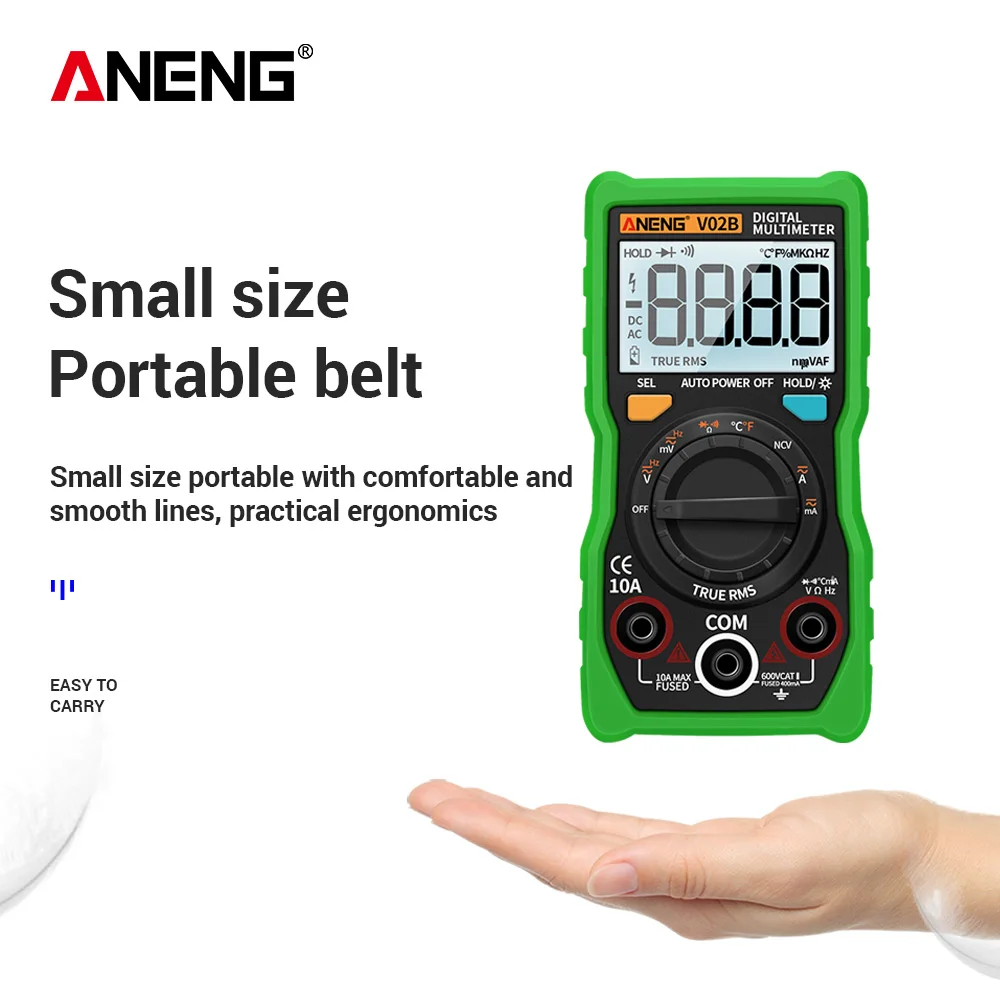 ANENG V02B Аналоговый Цифровой мультиметр esr измеритель транзистора тестер мультиметровый мультиметр автоматический пиковый измеритель мощности Автомобильный мультиметр
