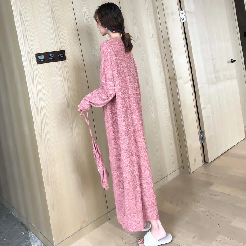 Ночная рубашка с длинным рукавом Женская Длинная свободная ночная большого