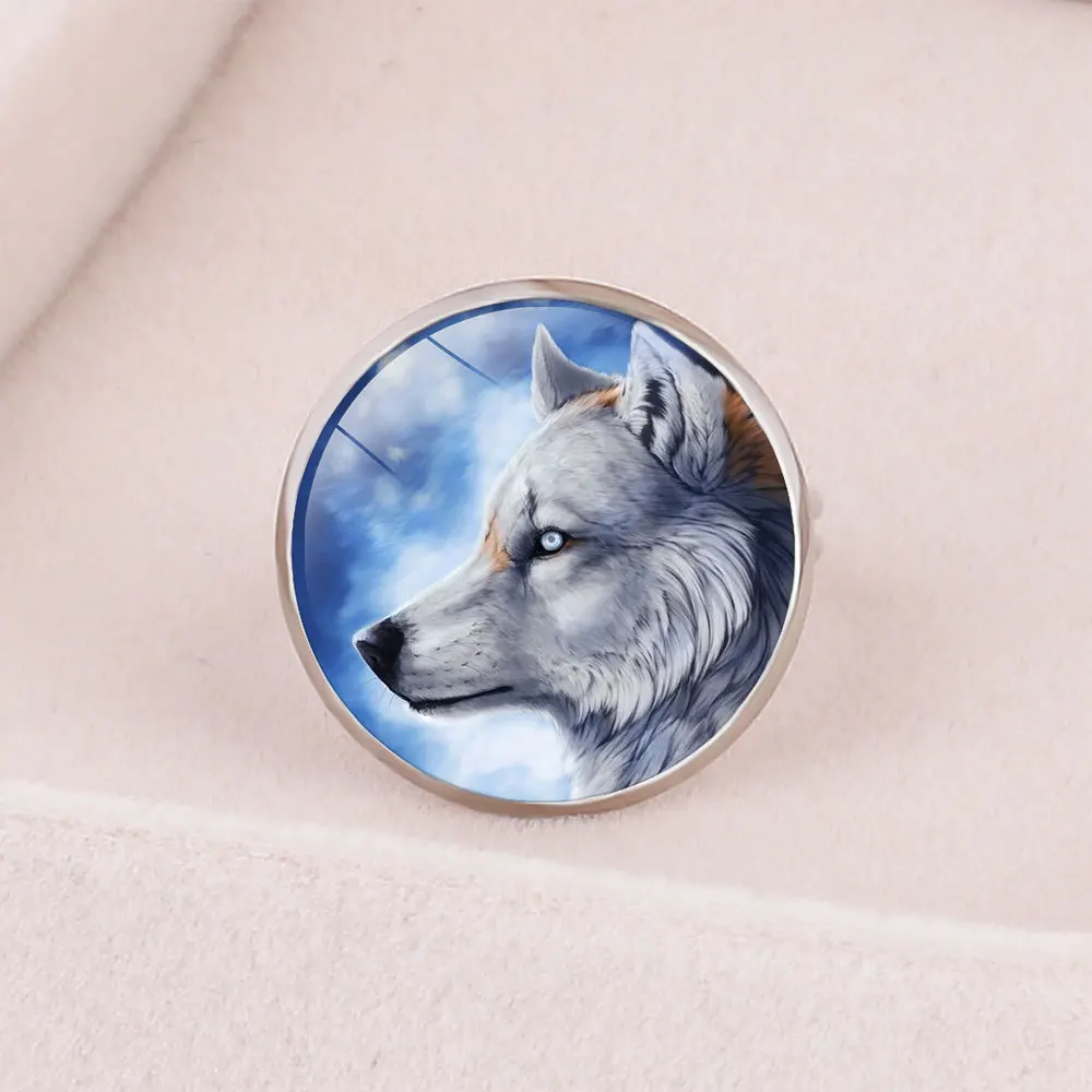 Кольцо FIMAODZ в виде воющего волка и цельной Луны кольцо с диким животным кольца